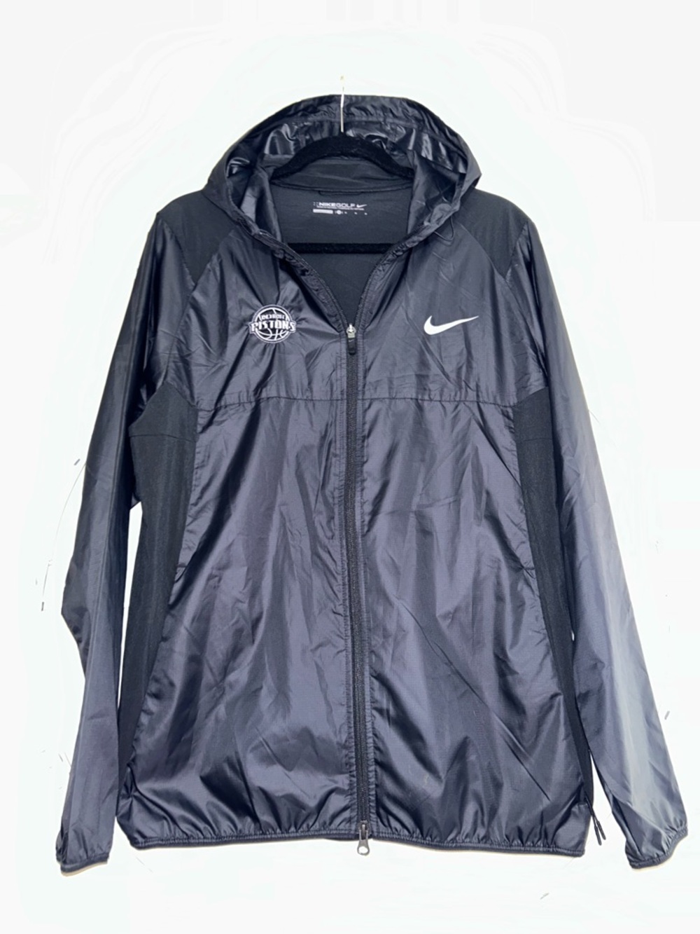 Nike Golf Detroit Pistons Basketball Black Hooded Full-Zip Windbreaker Jacket